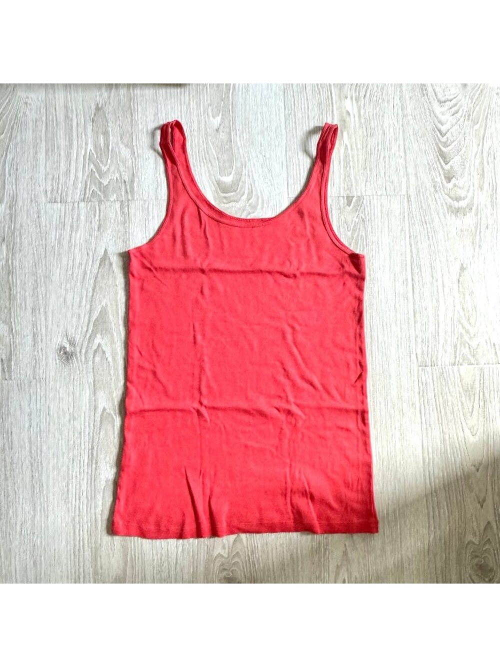 Eileen Fisher Organic Cotton Baby Rib Tank Top S Coral Cami Scoop Neck Jersey
